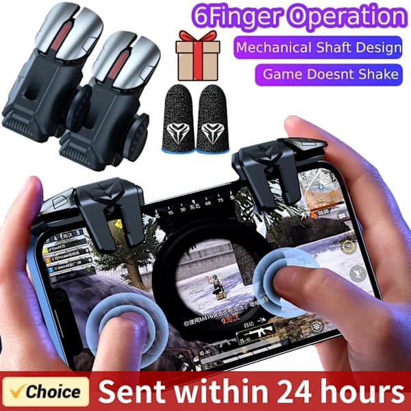 G21 Mobiltelefon Spiludløser Gamepad Joystick 6-finger Aim Shooting L1 R1 Knap til Telefon Android til PUBG Spilcontroller dactylotheca