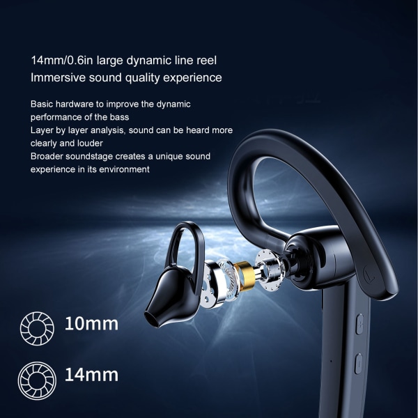 Trådlösa Bluetooth hörlurar V5.0 Ultralätta handsfree-hörlurar för affärskörning och sport