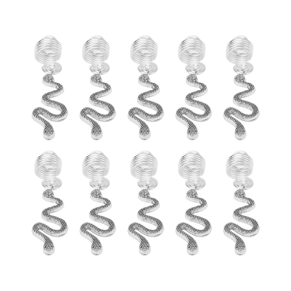 10 st Legerade skäggspiral Ormformade hänge DIY Dreadlocks Spiral Hårspolar Fjäderhänge Tillbehör