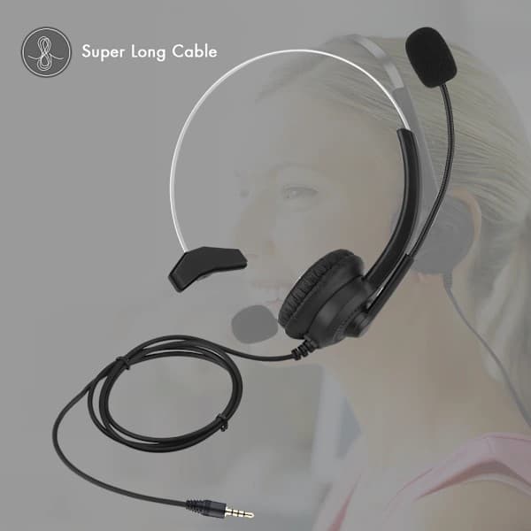 Støjreducerende Call Center headset med 3,5 mm jackstik