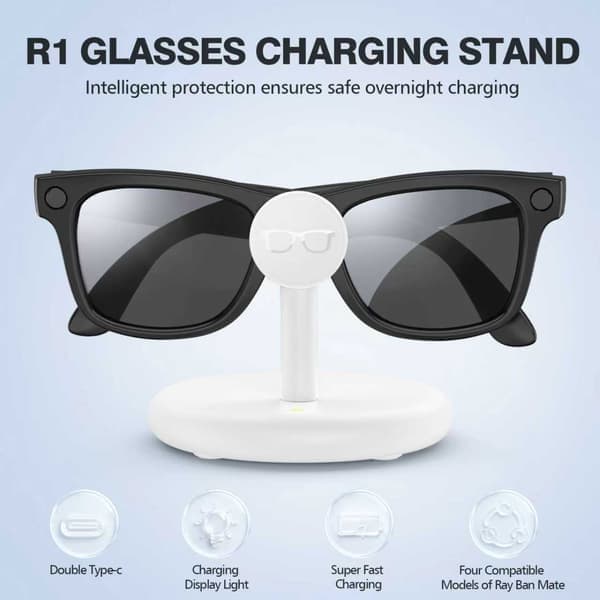 Opladningsdock til Wayfarer/Headliner/Skyler/Oakley.meta Smart Glasses (kompatibel) Sort