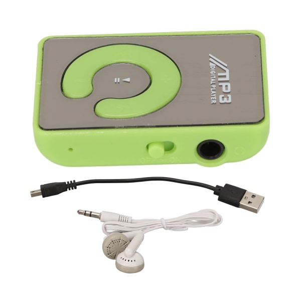Back Clip Player Bärbar lätt mini MP3-musikspelare med minneskortplats för Daily School Green