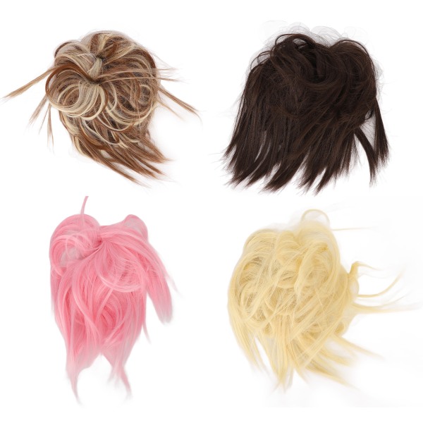 4st stökigt hårbulle naturliga hårförlängningar hästsvansbulle voluminösa justerbara hårtillbehör för kvinnor