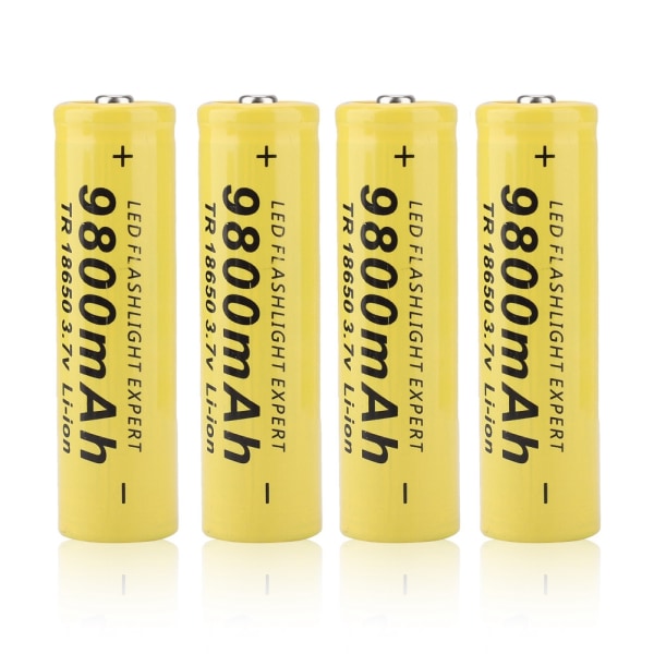 4 st uppladdningsbara batterier Lång livslängd 9800 mAh med laddare EU-kontakt (100-240V)