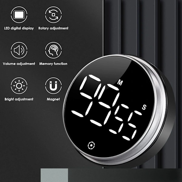 Digital Timer med Magnet & LED-display - Kökstimer / Äggklocka Svart