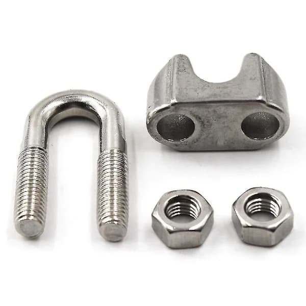 12 stk. M8 rustfri stålwireklemme, wireklemme kabel / U-bolt sadelbefæstelse M8, wirekabel til dyrehegn