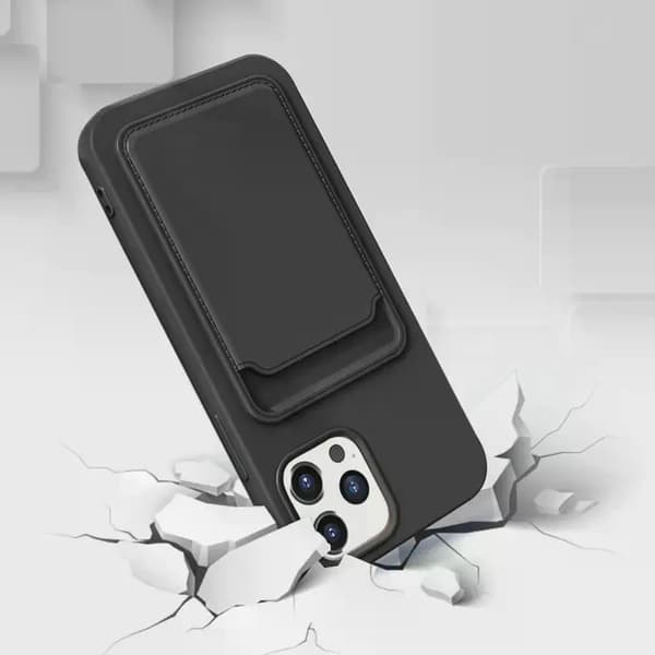 Silikonskal med korthållare för iPhone 12/12 Pro - Svart