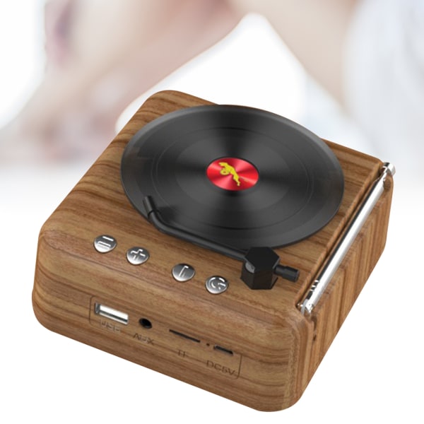 Vinylskiva Bluetooth högtalare Innovativ Mini FM-radio HiFi Stereoljud Retro Fonograf trådlös högtalare