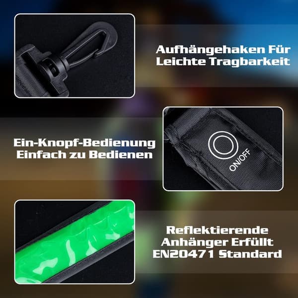 4-pak reflekterende LED-vedhæng med blinkende 3 LED-tilstande til børn