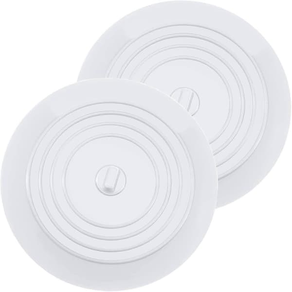 2-pack silikonbadkarsproppar för köks- och badrumsvaskar - Hållbara och lätta att rengöra (15,3 cm, vit)