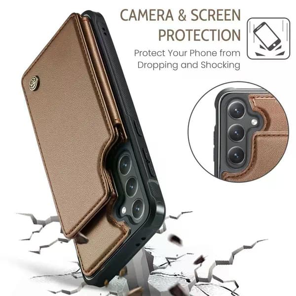 (Til Samsung Galaxy S24) PU-læder pung-etui med RFID-beskyttelse og kortholder lilla