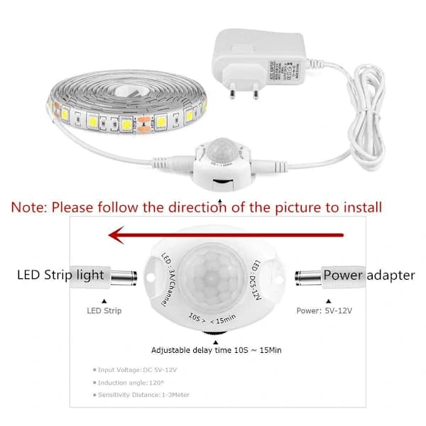 LED-stripe med bevegelsessensor Vanntett LED-stripe Varmhvite striper Belysning med timer for kjøkken under skap trapper