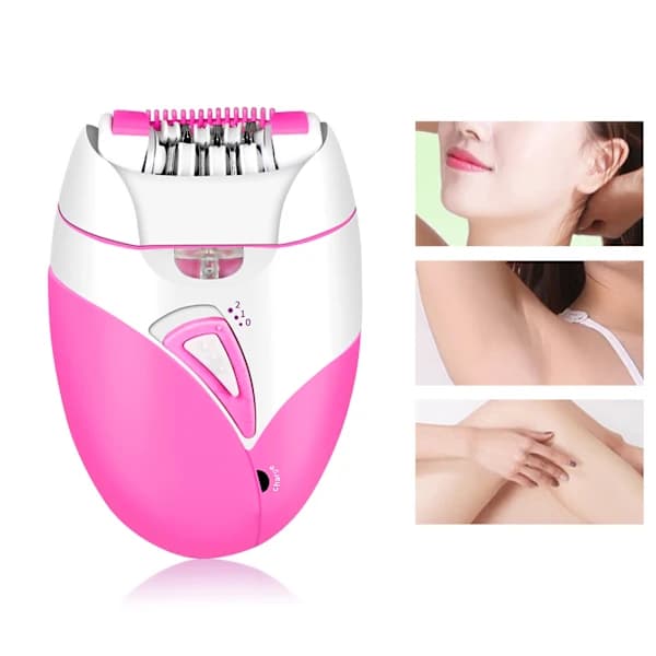 Elektrisk hårfjernings-epilator oppladbar avtakbart hode for kvinner menn hårtrimmer rosa