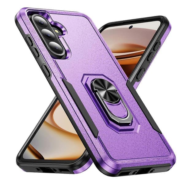 Militær-grade ringholder PC + TPU telefoncover til Samsung Galaxy A56 5G - lingling} Flere farver: lilla/sort