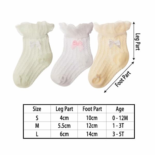 Par babysokker med ankel, åndbare netsokker, strækbar blonde, bløde, søde, behagelige til 0-5 år, forår, sommer, efterår