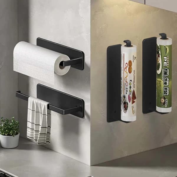 Selvklebende holder for kjøkkenpapir Svart
