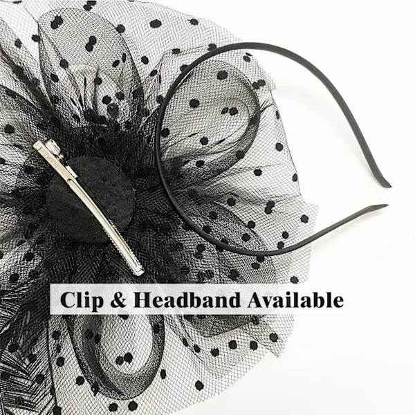 Fascinator Hat til kvinder Sort Fjer Mesh Te Selskab Hårbånd