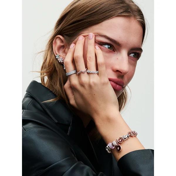 Pandora - Matt rosa Muranoglasberlock - 14k roséguldplätering