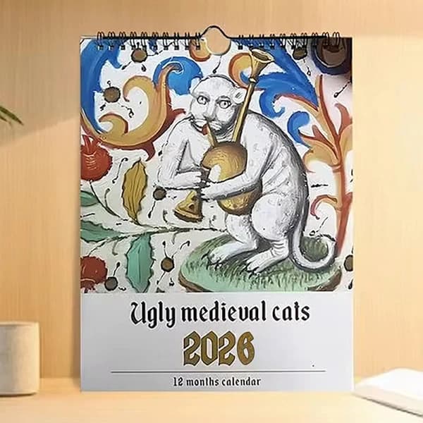 2026 Merkelig middelalderkattkalender Odd kunst som hyller katter