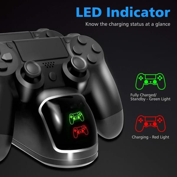 Dobbelt ladestation til to PS4/PS4 Slim/PS4 Pro controllere
