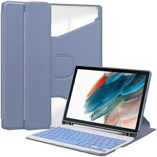 Kompatibelt skyddsfodral för Samsung Galaxy Tab A8 10.5 (2021) / (2022) med Bluetooth-tangentbord, roterande stativ, lila.
