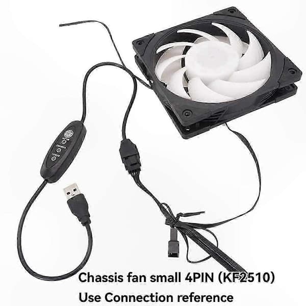 USB 5V till 12V Boost Fläktkabel, 3-hastighets justerbar 4-stifts fläktadapter för PC-kylning
