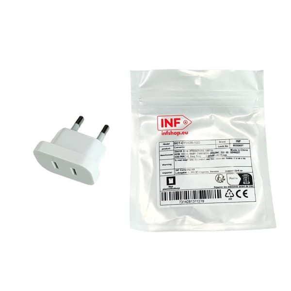 Europeisk standard hvit plugg 4,0 mm reiseadapter