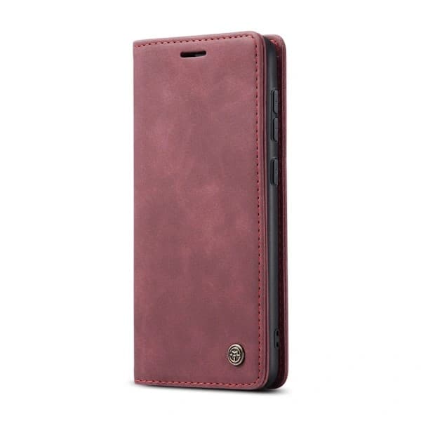 Galaxy S25 Etui Flip Retro Læder Beskyttelse Rød