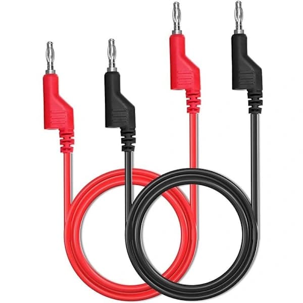 2 stk. bananstik-testledningssæt, 4 mm stabelbart bananstik-testledning til multimeter, 1000V/15A elektrisk testledning (rød/sort) Pig 0.05