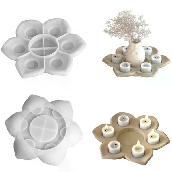 Silikonform för värmeljushållare med blommor, 6 hålrum, silikonform för ljuskopp
