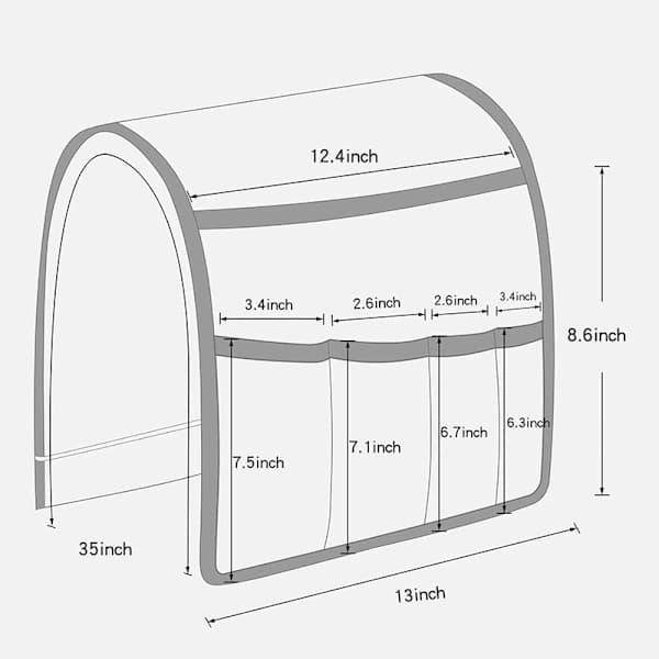 Sengelomme med 5 rom, sklisikker fjernkontrollholder til sofa, tilbehør til sofa og lenestol (beige)