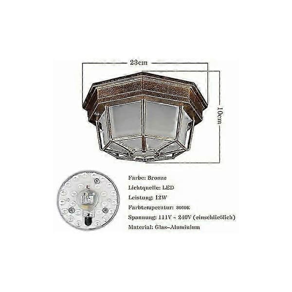 12W Udendørs LED Væglampe Bevægelsessensor og Klassisk Bronze Design (Hvid)