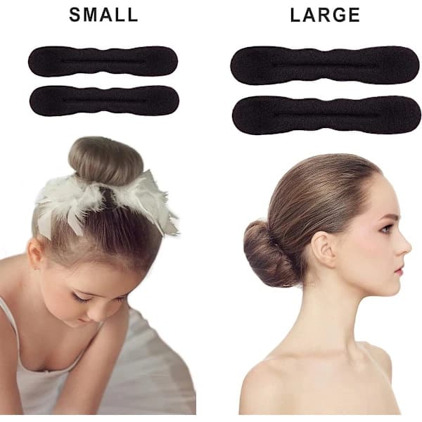 Hårsnoning, skumsvamp til ballet og styling, sort (2 små, 2 store)