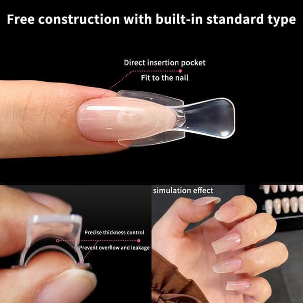 Sandwich nagelformar 60 st oval förlängning dubbelform utan papper för rosa