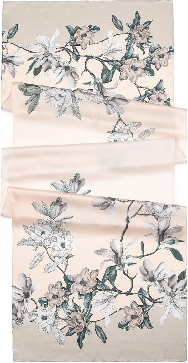 100% Mullbärssilkeshalsduk 70\"x21\" Blommig Halssjal, Lättviktig Presentförpackad