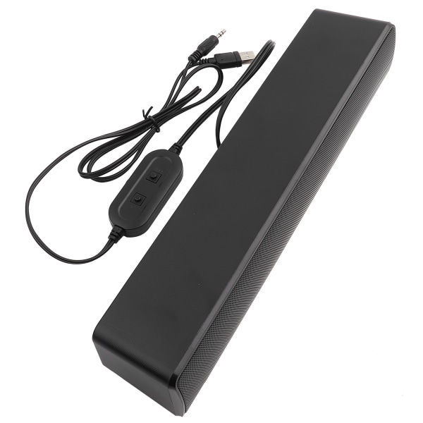 USB Trådbunden Stereo Soundbar Musikspelare Bas Surround Sound Box 3,5 mm ingång för PC-mobiltelefoner (svart)