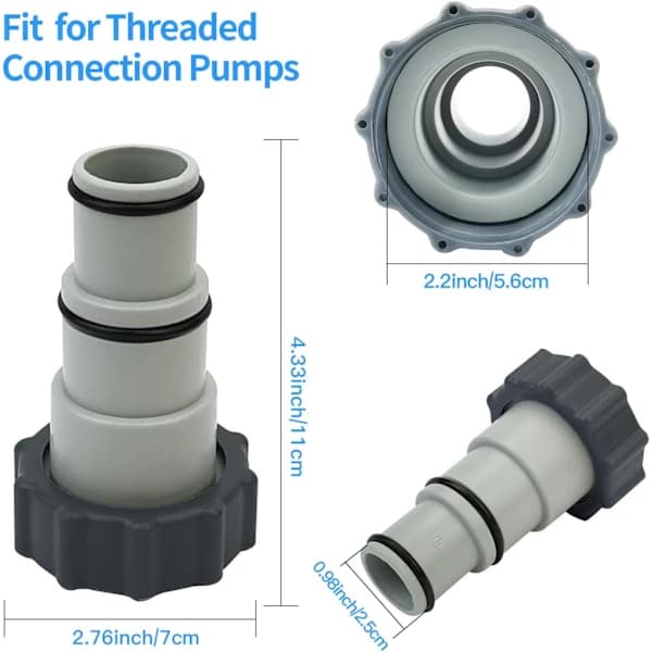 Poolslangeadaptere - Til poolvarmepumpe - 32 mm & 38 mm poolslangetilslutning - Erstatningstilbehør