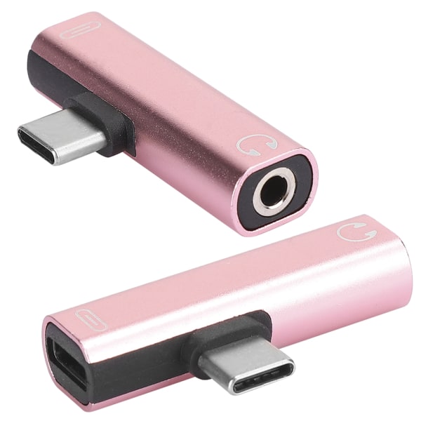 2st 2 i 1 TypeC till 3,5 mm Assist Ljudkabel Tråd Laddare Headset Distributör Adapter (rosa)