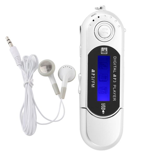 Bärbar musik MP3 USB spelare med LCD-skärm FM-radio röstminneskort Silver