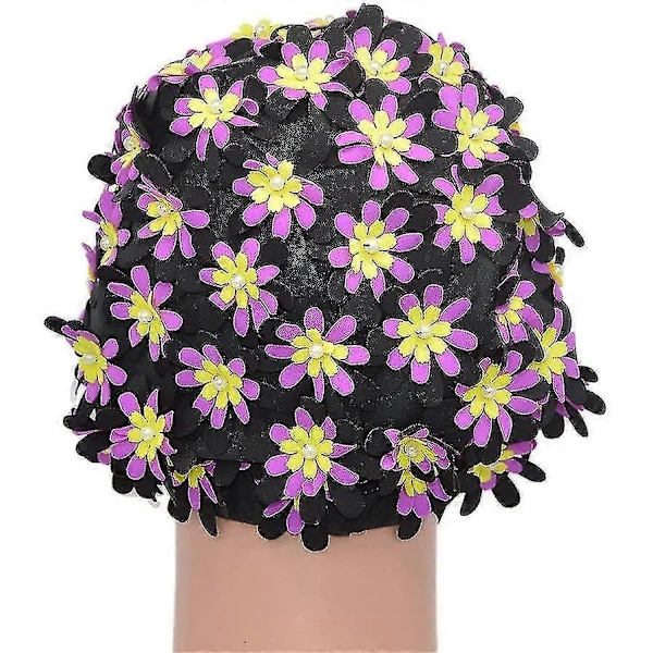 Badehætte til kvinder i retrostil med blomsterblade