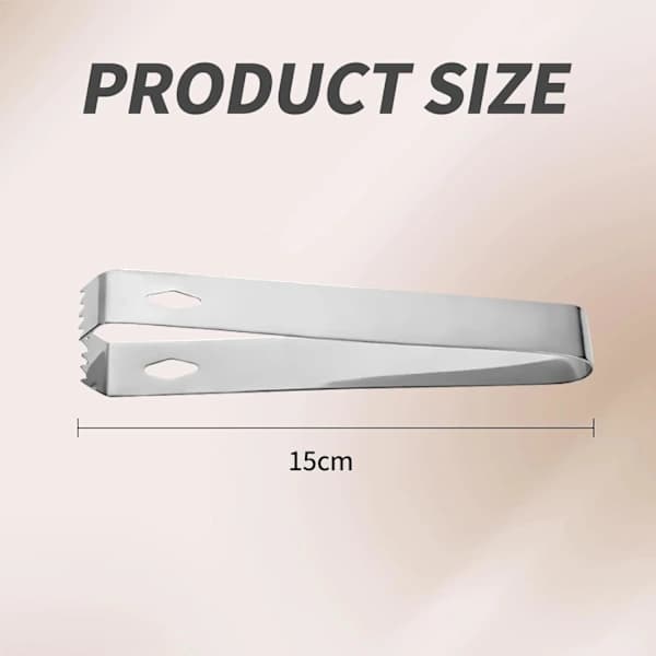 2-pack små tänger i rostfritt stål, 15 cm, för matlagning, sallad, bartending, silver