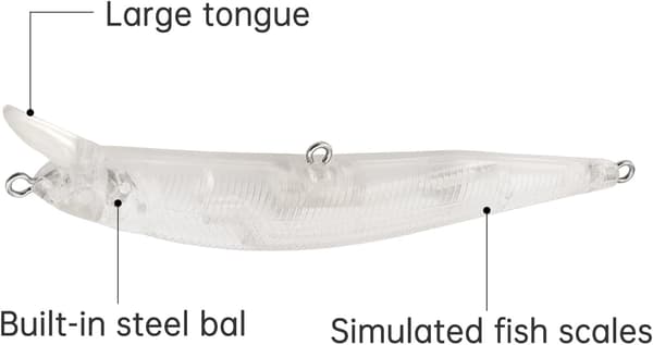 20 stk. blanke umalede Minnow Crankbaits, blanke Crankbaits topwater fiskeagn, umalet Minnow-agn til aborre, laks og ørred
