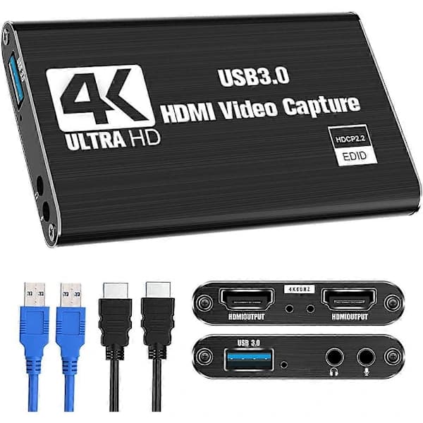 Videooptagelseskort, Switch Capture Card til Switch, 4K 1080P 60FPS til streaming af videooptagelse (FMY) Sort