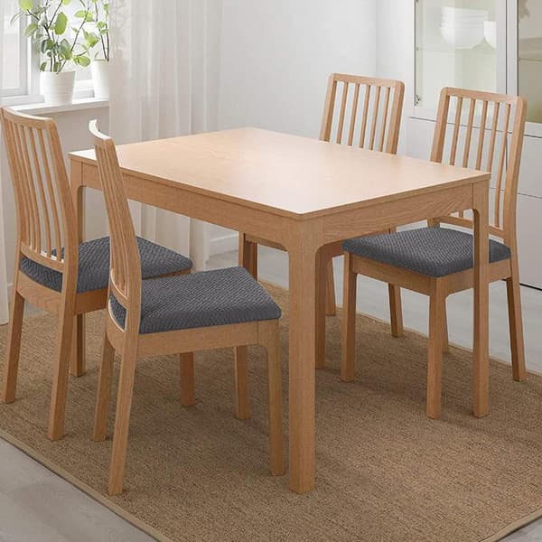 Spisestoltrekk, 6-pakning, elastiske jacquard spisestoltrekk - mørkegrå