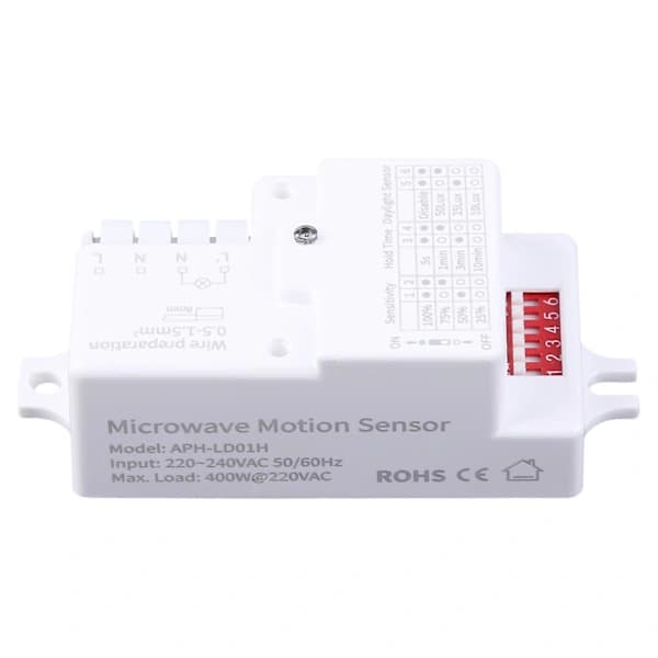 Mikrobølgeradar bevegelsessensor for LED-belysning, 220V-240V/50Hz, beste gave
