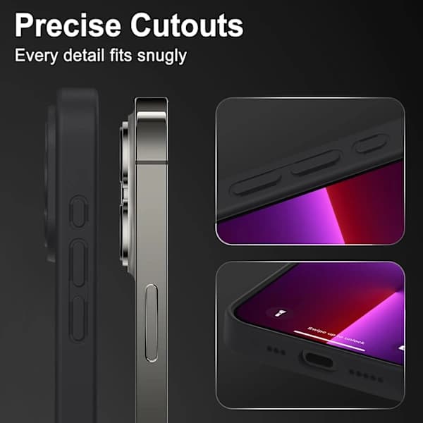 iPhone 13 Pro Max Cover med Fuld Kamerabeskyttelse og Anti-Fingeraftryk Mat Bagside 6,7 tommer - Sort