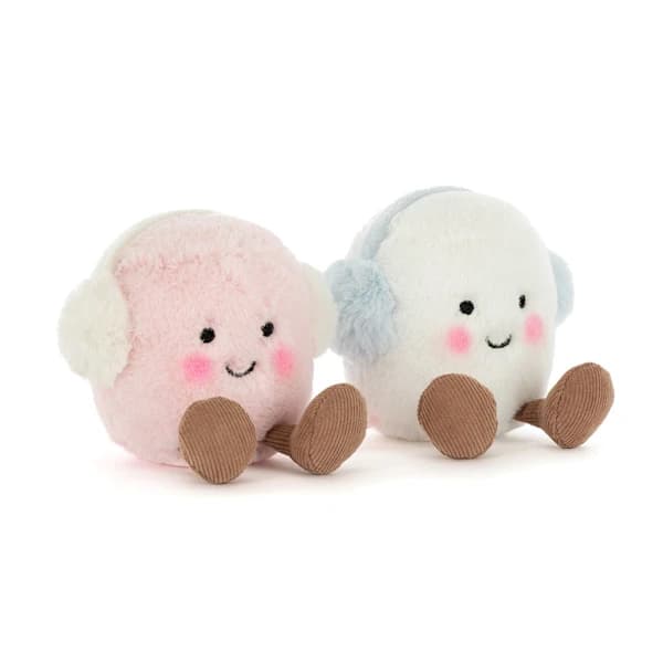 Jellycat Amuseables Toastie Lyserøde og Hvide Skumfiduser Plyslegetøj