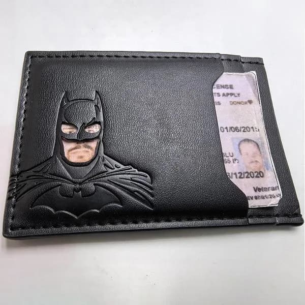Lær Lær Patch Lommebok Personlig Superhelt Maske Kortholder Lær Patch 1 stk