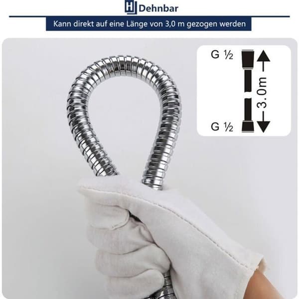 Duschslang - PZCC - 3m - Rostfritt stål - Anti-twist - Krom