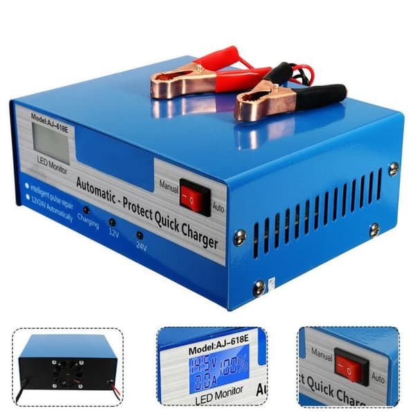 Bilbatteriladdare - Smart - 12V/24V - 10A - Automatisk - LCD